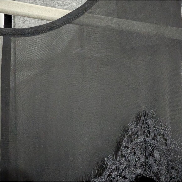 Lane Bryant Black Velvet Tank Top 22/24 Sheer Mesh Neckline Lace Trim Plus Size - Picture 3 of 5